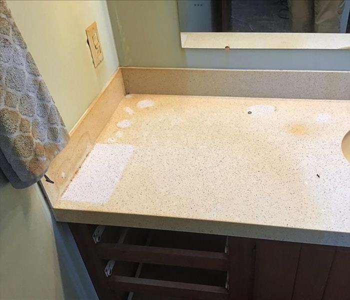 Water staining on bathroom counter