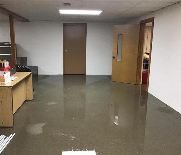 Water in the basement of a school.